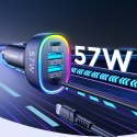 4W1 SZYBKA ŁADOWARKA SAMOCHODOWA USB-C PD 2X USB QC3 Z KABLEM LIGHTNING 1.6M 57W CZARNY