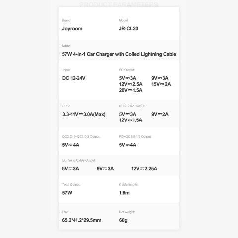 4W1 SZYBKA ŁADOWARKA SAMOCHODOWA USB-C PD 2X USB QC3 Z KABLEM LIGHTNING 1.6M 57W CZARNY 4W1 SZYBKA ŁADOWARKA SAMOCHODOWA USB-C PD 2X USB QC3 Z KABLEM LIGHTNING 1.6M 57W CZARNY