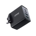 ŁADOWARKA SIECIOWA GAN PD 67W 2X USB-C 2X USB-A WTYCZKA ANGIELSKA UK CZARNA