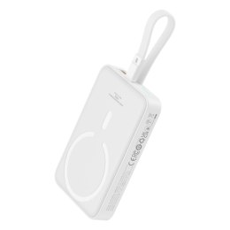 MINI POWERBANK MAGSAFE 10000MAH 20W Z KABLEM LIGHTNING DO IPHONE 0.3M BIAŁY