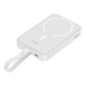 MINI POWERBANK MAGSAFE 10000MAH 20W Z KABLEM LIGHTNING DO IPHONE 0.3M BIAŁY