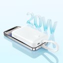 MINI POWERBANK MAGSAFE 10000MAH 20W Z KABLEM LIGHTNING DO IPHONE 0.3M BIAŁY