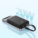 MINI POWERBANK MAGSAFE 10000MAH 20W Z KABLEM LIGHTNING DO IPHONE 0.3M CZARNY