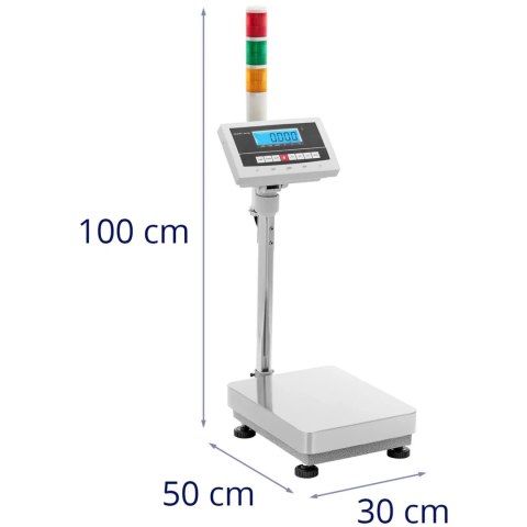WAGA PLATFORMOWA MAGAZYNOWA Z KOLUMNĄ SYGNALIZACYJNĄ ŚWIETLNĄ LCD 30 KG / 0.001 KG WAGA PLATFORMOWA MAGAZYNOWA Z KOLUMNĄ SYGNALIZACYJNĄ ŚWIETLNĄ LCD 30 KG / 0.001 KG