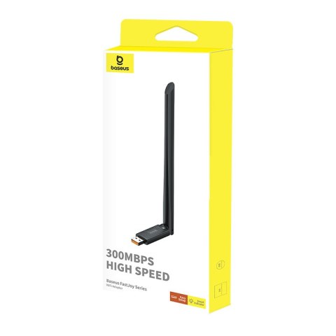 ZEWNĘTRZNA KARTA SIECIOWA USB WIFI 2.4GHZ 300MB/S Z ANTENĄ 6DBI CZARNA