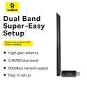 ZEWNĘTRZNA KARTA SIECIOWA USB WIFI 2.4GHZ 5GHZ 650MB/S Z ANTENĄ 6DBI CZARNA