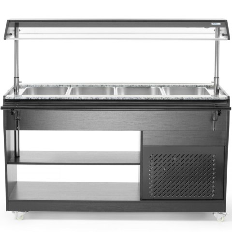 BUFET BAR STÓŁ CHŁODNICZY SAŁATKOWY Z OŚWIETLENIEM DASZKIEM 4 POJEMNIKI GN 1/1 2-10C 170 W BUFET BAR STÓŁ CHŁODNICZY SAŁATKOWY Z OŚWIETLENIEM DASZKIEM 4 POJEMNIKI GN 1/1 2-10C 170 W