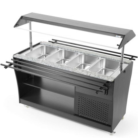 BUFET BAR STÓŁ CHŁODNICZY SAŁATKOWY Z OŚWIETLENIEM DASZKIEM 4 POJEMNIKI GN 1/1 2-10C 170 W BUFET BAR STÓŁ CHŁODNICZY SAŁATKOWY Z OŚWIETLENIEM DASZKIEM 4 POJEMNIKI GN 1/1 2-10C 170 W