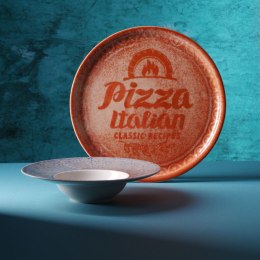 TALERZ DO PIZZY Z PORCELANY RECIPE COLLECTION BRICK RED ŚR. 33 CM - ZESTAW 6 SZT.