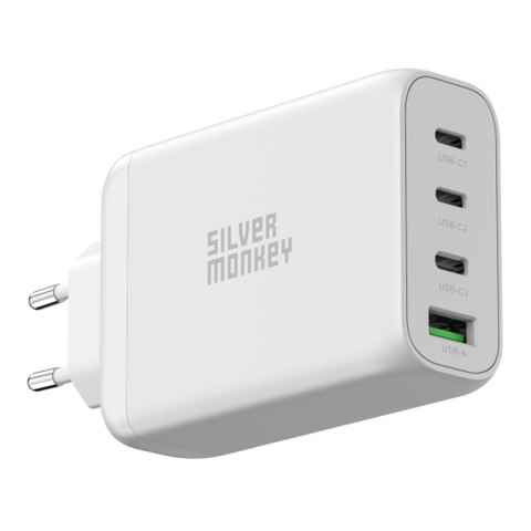ŁADOWARKA SIECIOWA GAN 130W 3X USB-C PD 1X USB-A 3.0 QC BIAŁA ŁADOWARKA SIECIOWA GAN 130W 3X USB-C PD 1X USB-A 3.0 QC BIAŁA