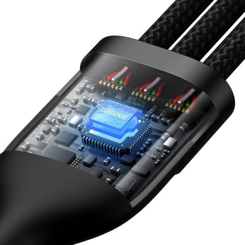Kabel przewód 3w1 USB do USB-C / iPhone Lightning / micro USB 1.2m - czarny Kabel przewód 3w1 USB do USB-C / iPhone Lightning / micro USB 1.2m - czarny
