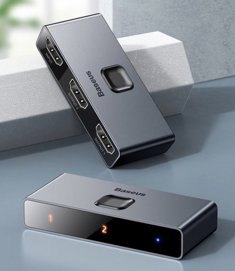 Przełącznik rozdzielacz splitter switch HDMI 2x HDMI 4K 30 Hz dwukierunkowy szary Przełącznik rozdzielacz splitter switch HDMI 2x HDMI 4K 30 Hz dwukierunkowy szary