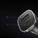 Szybka ładowarka samochodowa USB-A i USB-C 30W PD PPS - szara