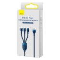 3w1 Kabel przewód do szybkiego ładowania USB-A do USB-C microUSB Lightning 66W 480Mb/s 1.2m niebieski