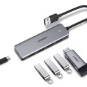 HUB Rozdzielacz portów USB - 4x USB 3.2 z portem zasilania micro USB szary