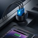 Ładowarka samochodowa z wyświetlaczem 2x USB-C USB-A 30W czarna