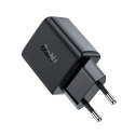 Ładowarka sieciowa GaN USB-C 30W PD QC 3.0 AFC FCP czarny