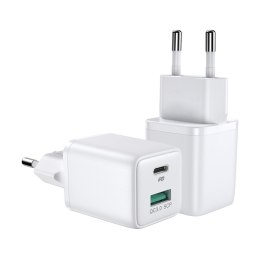 Ładowarka sieciowa wtyczka EU USB USB-C 30W PD QC AFC FCP biała