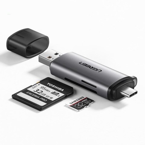 Uniwersalny czytnik kart SD micro SD na USB 3.0 i USB-C 3.0 szary Uniwersalny czytnik kart SD micro SD na USB 3.0 i USB-C 3.0 szary