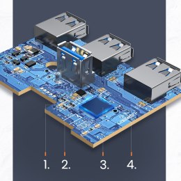 4w1 HUB adapter rozdzielacz USB-A/C na 4x USB 3.0 5Gb/s 1m czarny