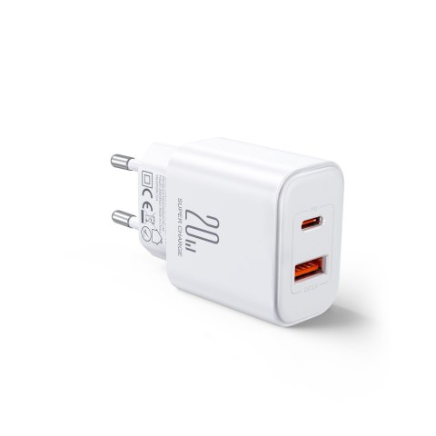 Ładowarka sieciowa USB-A USB-C PD 20W + kabel USB-C JR-TCF05 biała Ładowarka sieciowa USB-A USB-C PD 20W + kabel USB-C JR-TCF05 biała