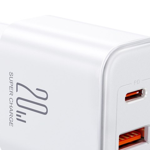 Ładowarka sieciowa USB-A USB-C PD 20W + kabel USB-C JR-TCF05 biała Ładowarka sieciowa USB-A USB-C PD 20W + kabel USB-C JR-TCF05 biała