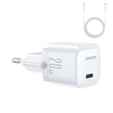 Ładowarka sieciowa USB-C PD 20W + kabel USB-C JR-TCF02 biała