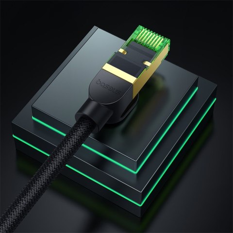 Szybki kabel sieciowy LAN RJ45 cat.8 40Gbps pleciony 5m czarny Szybki kabel sieciowy LAN RJ45 cat.8 40Gbps pleciony 5m czarny