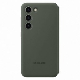 Etui pokrowiec z klapką okienkiem portfel na kartę Samsung Galaxy S23 khaki