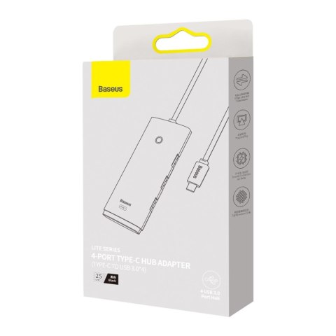 Lite Series przejściówka HUB USB-C 4x USB 3.0 25cm czarny Lite Series przejściówka HUB USB-C 4x USB 3.0 25cm czarny