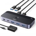 Przełącznik switch 2-in-4 na 2 komputery USB 3.0 + 2x kabel USB-A czarny