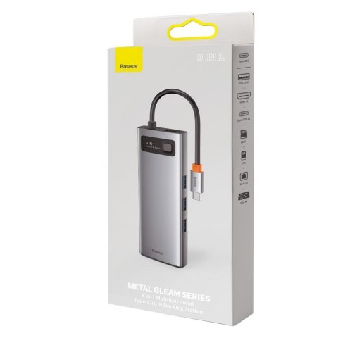Wielofunkcyjny HUB 9w1 USB-C 3xUSB 3.2 PD VGA Full HD HDMI 4K czytnik kart TF i SD RJ45 szary Wielofunkcyjny HUB 9w1 USB-C 3xUSB 3.2 PD VGA Full HD HDMI 4K czytnik kart TF i SD RJ45 szary