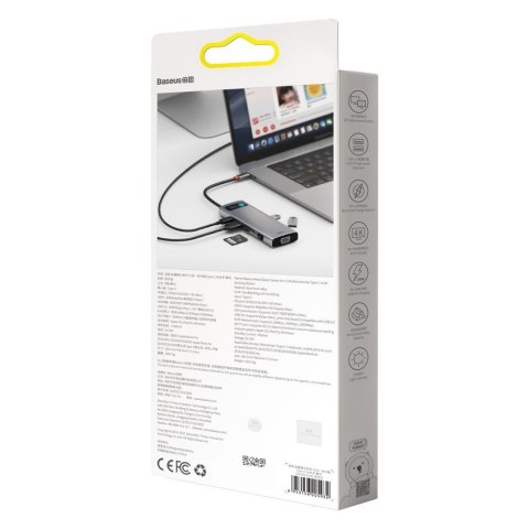 Wielofunkcyjny HUB 9w1 USB-C 3xUSB 3.2 PD VGA Full HD HDMI 4K czytnik kart TF i SD RJ45 szary Wielofunkcyjny HUB 9w1 USB-C 3xUSB 3.2 PD VGA Full HD HDMI 4K czytnik kart TF i SD RJ45 szary