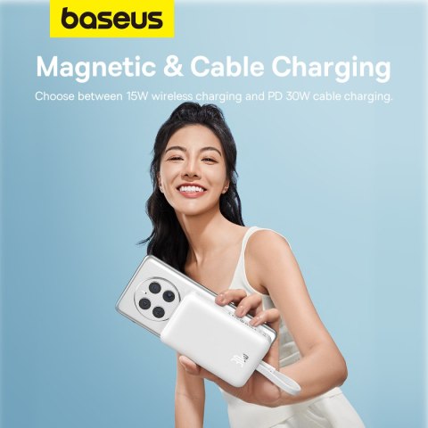 Mini Powerbank MagSafe 10000mAh 30W z kablem USB-C 0.3m biały Mini Powerbank MagSafe 10000mAh 30W z kablem USB-C 0.3m biały