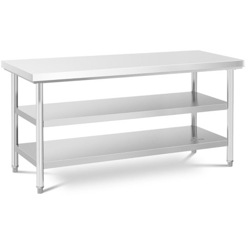 Stół blat roboczy centralny stalowy 2 półki 180 x 60 cm Stół blat roboczy centralny stalowy 2 półki 180 x 60 cm