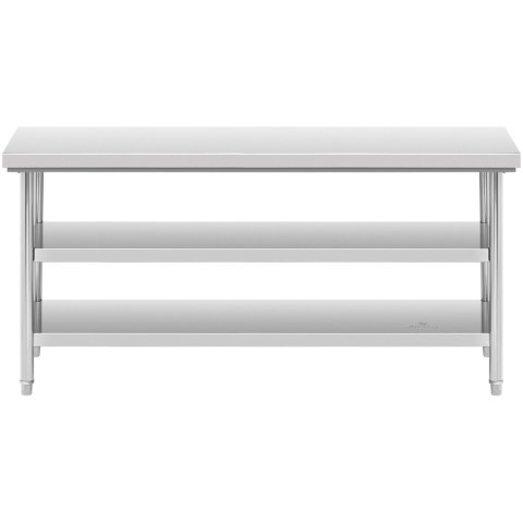 Stół blat roboczy centralny stalowy 2 półki 180 x 60 cm Stół blat roboczy centralny stalowy 2 półki 180 x 60 cm