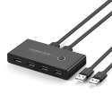 Switch box HUB przełącznik 4x USB 2.0 rozdzielacz USB na dwa komputery - czarny