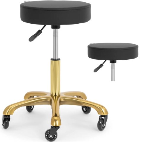 Taboret stołek kosmetyczny na kółkach do 150 kg WORCESTER - czarno złoty Taboret stołek kosmetyczny na kółkach do 150 kg WORCESTER - czarno złoty