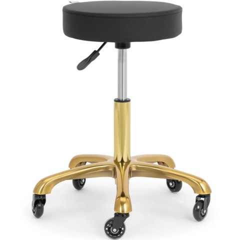Taboret stołek kosmetyczny na kółkach do 150 kg WORCESTER - czarno złoty Taboret stołek kosmetyczny na kółkach do 150 kg WORCESTER - czarno złoty