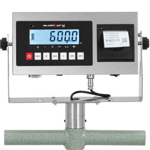 Waga platformowa z drukarką etykiet na kółkach LCD 60 x 50 cm 600 kg / 100 g Waga platformowa z drukarką etykiet na kółkach LCD 60 x 50 cm 600 kg / 100 g