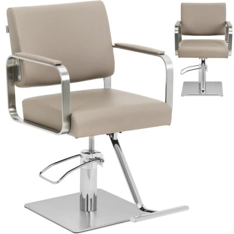 Fotel fryzjerski barberski kosmetyczny z podnóżkiem Physa OTLEY - beżowo srebrny Fotel fryzjerski barberski kosmetyczny z podnóżkiem Physa OTLEY - beżowo srebrny