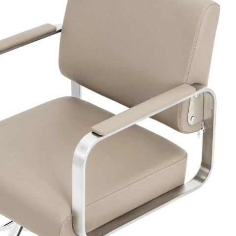 Fotel fryzjerski barberski kosmetyczny z podnóżkiem Physa OTLEY - beżowo srebrny Fotel fryzjerski barberski kosmetyczny z podnóżkiem Physa OTLEY - beżowo srebrny