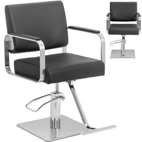 Fotel fryzjerski barberski kosmetyczny z podnóżkiem Physa OTLEY - czarno srebrny Fotel fryzjerski barberski kosmetyczny z podnóżkiem Physa OTLEY - czarno srebrny