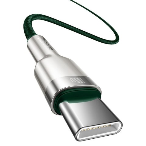 Przewód kabel USB-C - USB-C Cafule Metal Data Power Delivery 100W 2m - zielony Przewód kabel USB-C - USB-C Cafule Metal Data Power Delivery 100W 2m - zielony