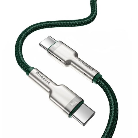 Przewód kabel USB-C - USB-C Cafule Metal Data Power Delivery 100W 2m - zielony Przewód kabel USB-C - USB-C Cafule Metal Data Power Delivery 100W 2m - zielony