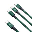 Rapid 3w1 kabel USB-C - USB-C / Lightning / micro USB 20 W 1.5 m zielony