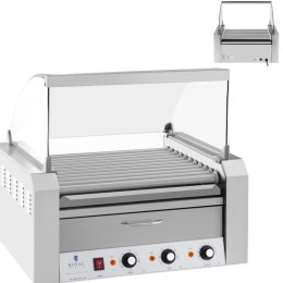 ROLLER GRILL ROLKOWY Z OSŁONĄ I SZUFLADĄ GRZEWCZĄ DO BUŁEK 20 PARÓWEK HOTDOG 2600W 230V ROYAL CATERING