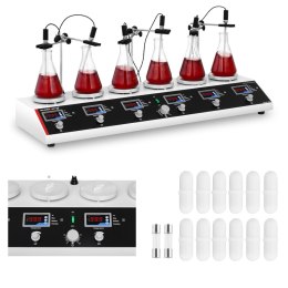 MIESZADŁO MAGNETYCZNE LABORATORYJNE 99DEG;C TIMER 6 STANOWISK + MIESZADEŁKA