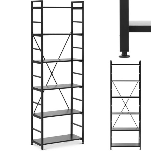 Regał na książki loftowy ze stalową ramą 28 x 60 x 182 cm czarny