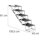 Schody dla psa do samochodu składane aluminiowe wys. 81 cm do 68 kg - 5 stopni